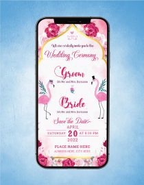 Flamingo Theme Wedding Invitation Card