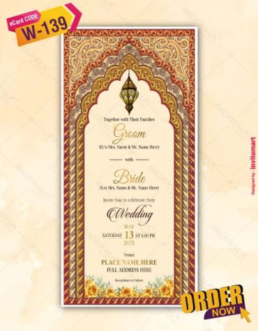 Indian Nakashi Wedding Invitation