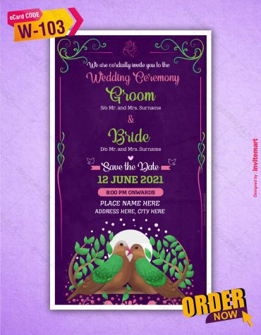 Birds Theme Wedding Invitation Card