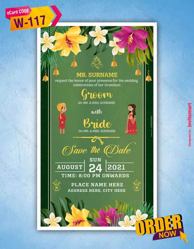 Floral Indian Wedding Invitation Card