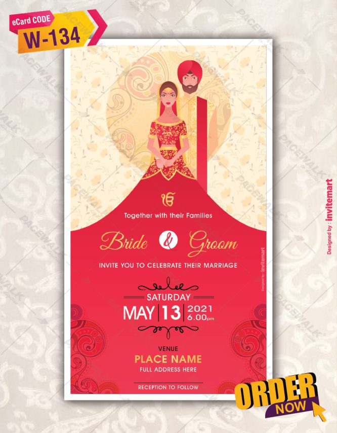 Punjabi Cartoon Couple Wedding Invite