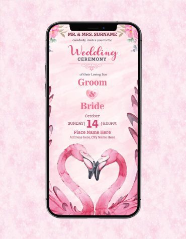 Watercolor Flamingo Wedding Invitation