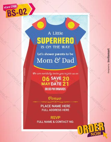 Superhero Baby Shower Invitation Card