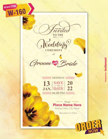 Yellow floral Wedding Invitation