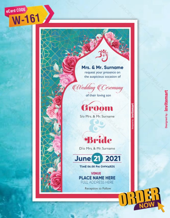 Indian floral Wedding Invitation Card