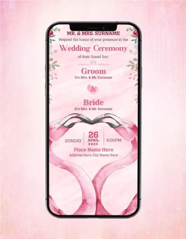 Flamingos Couple Wedding Invitation Card