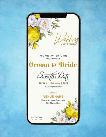 Yellow floral Save The Date Wedding Invitation