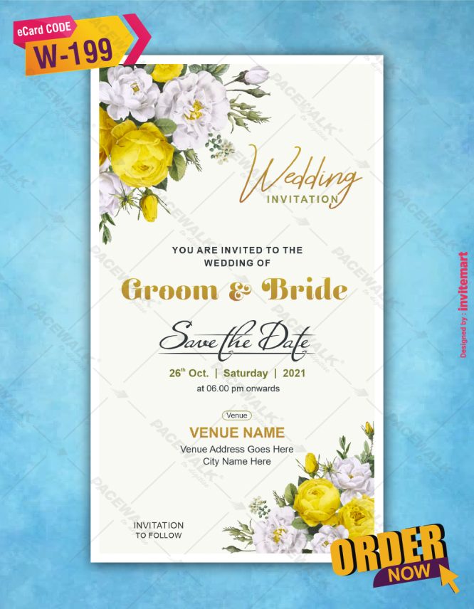Yellow floral Save The Date Wedding Invitation