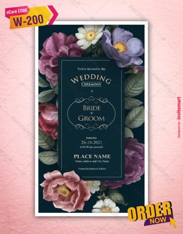 Floral Wedding Invitation Cards | W-200