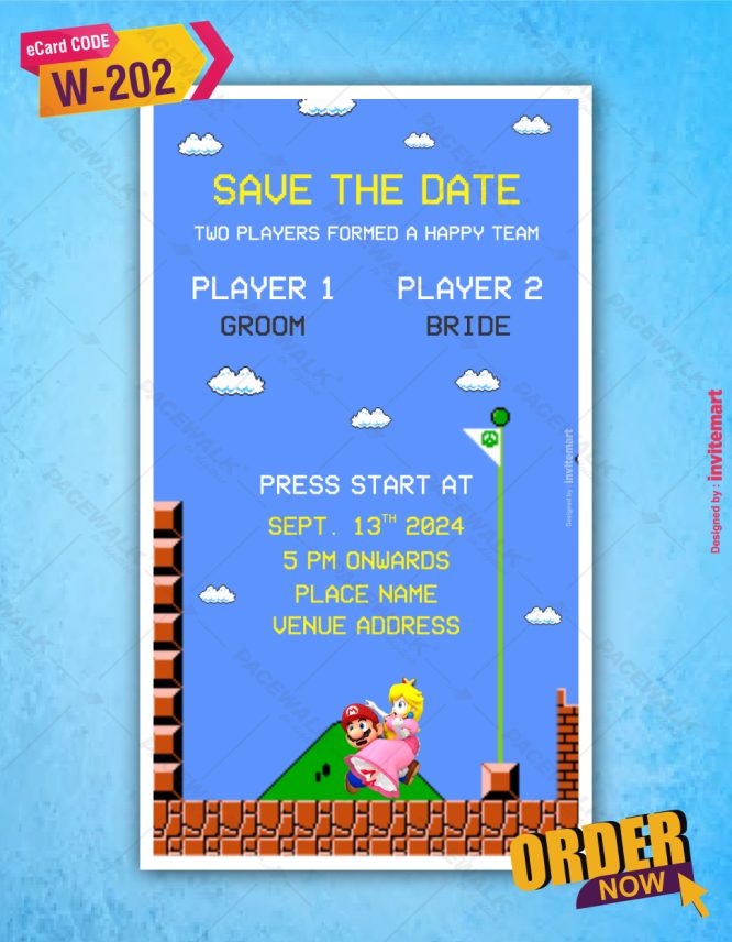 Super Mario Themed Wedding Invitation