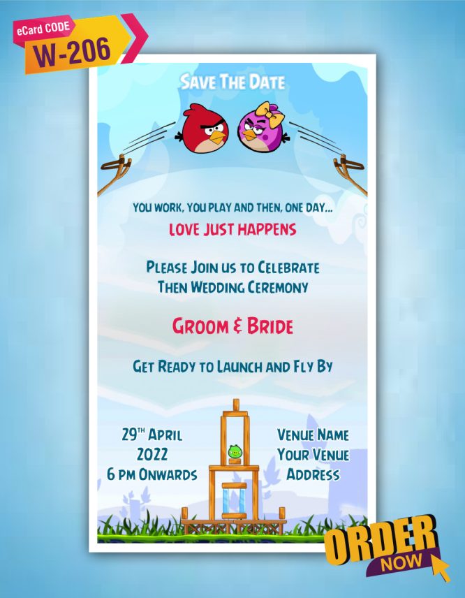 Angry Birds Wedding Card