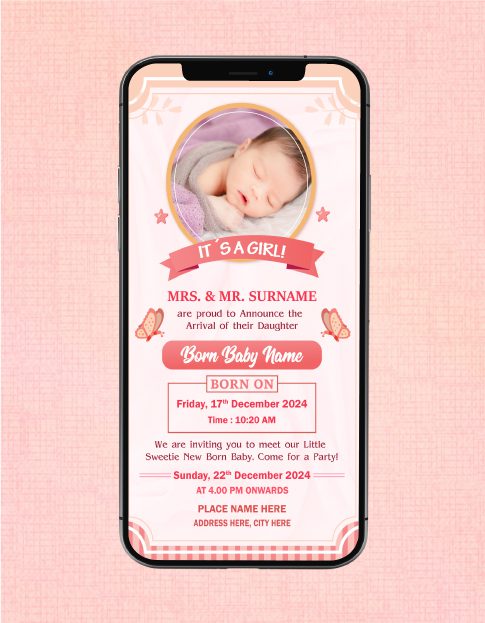 Baby Girl Birth Announcement With Photo