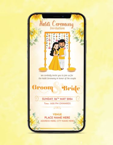 Floral Haldi Ceremony Invitation Card