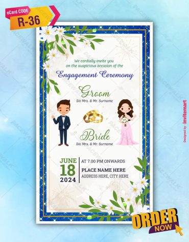 White Floral Engagement Ceremony Invitation