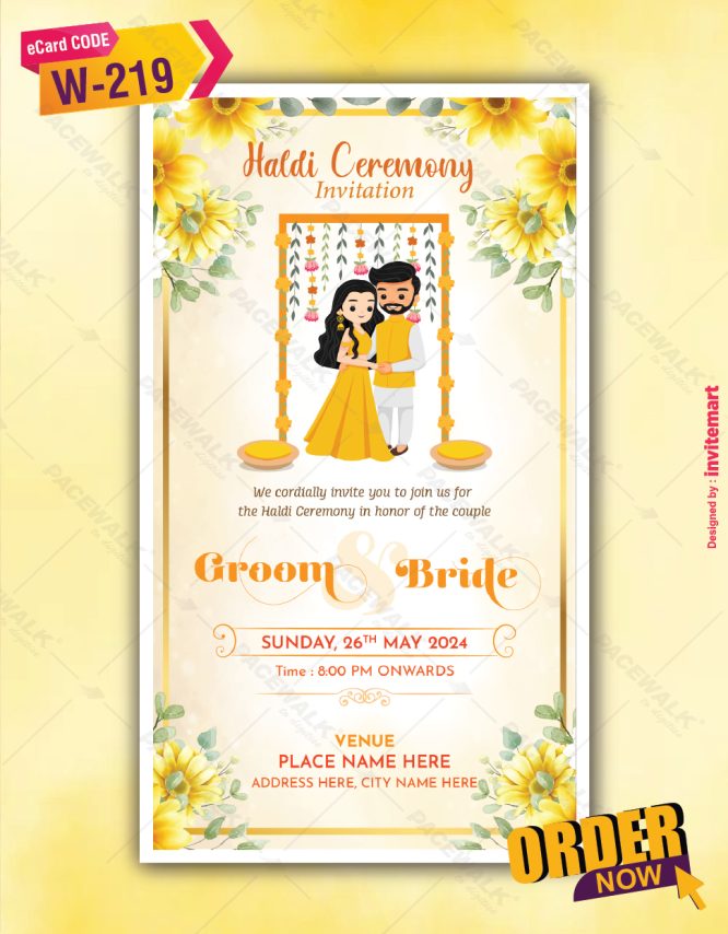 Floral Haldi Ceremony Invitation Card