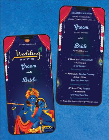 Radha Krishna Theme Wedding Invitation