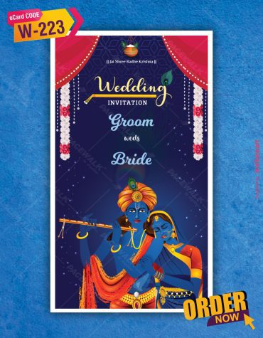 Radha Krishna Theme Wedding Invitation