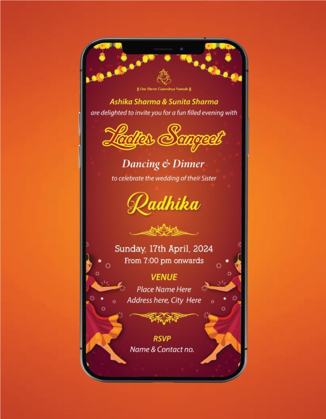 Floral Ladies Sangeet Wedding Invitation