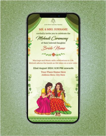Floral Mehndi Invitation Cards