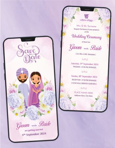 Purple Flower Themed Save the Date
