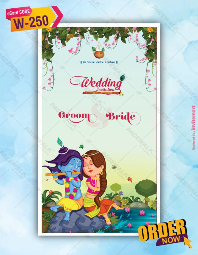 Little Radha Krishna Theme Wedding Card