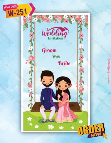 Floral Indian Couple Wedding Invitation Card
