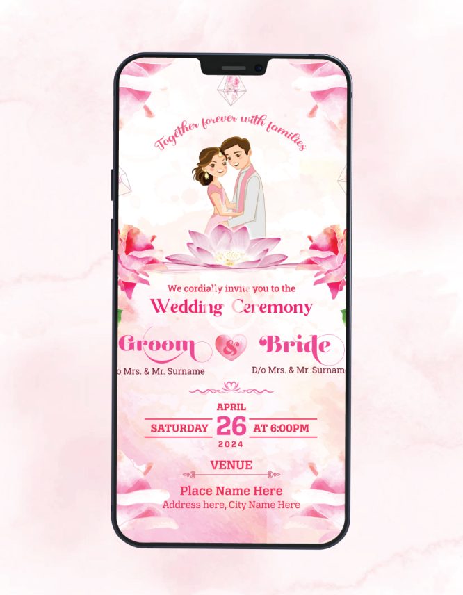 Pink Floral Wedding Invitation Video