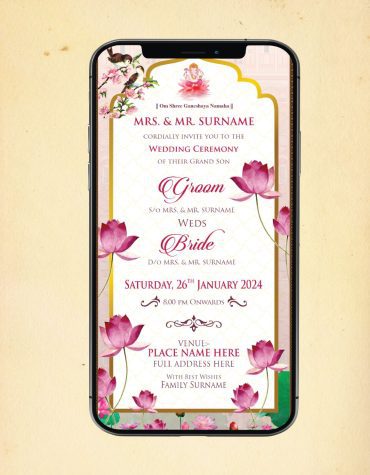 Lotus Theme Wedding Invitation
