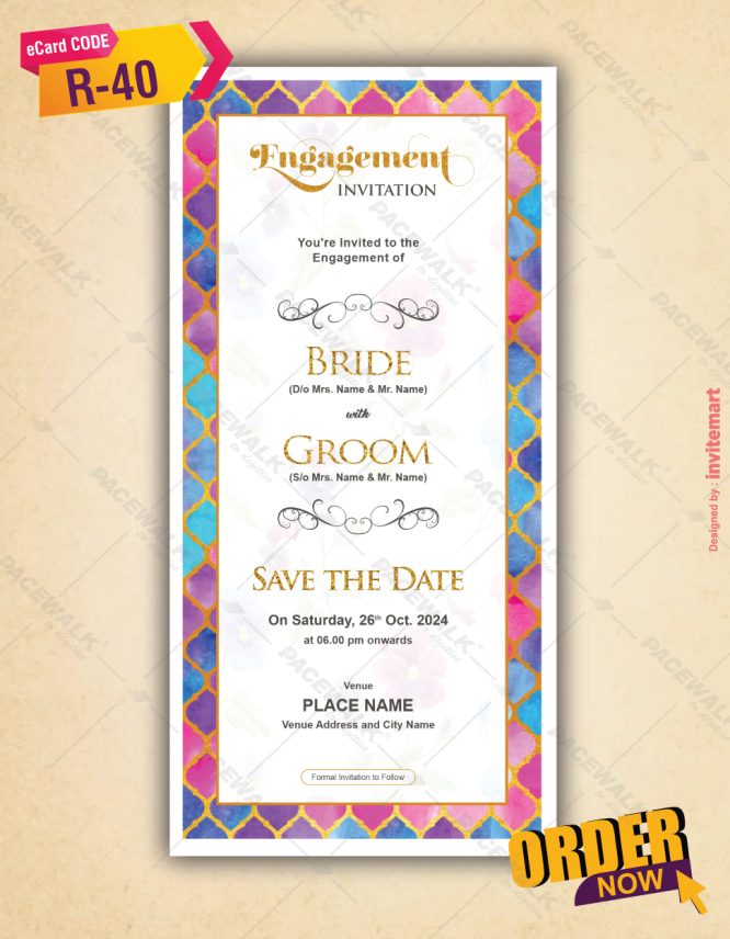 Floral Engagement Invite Card