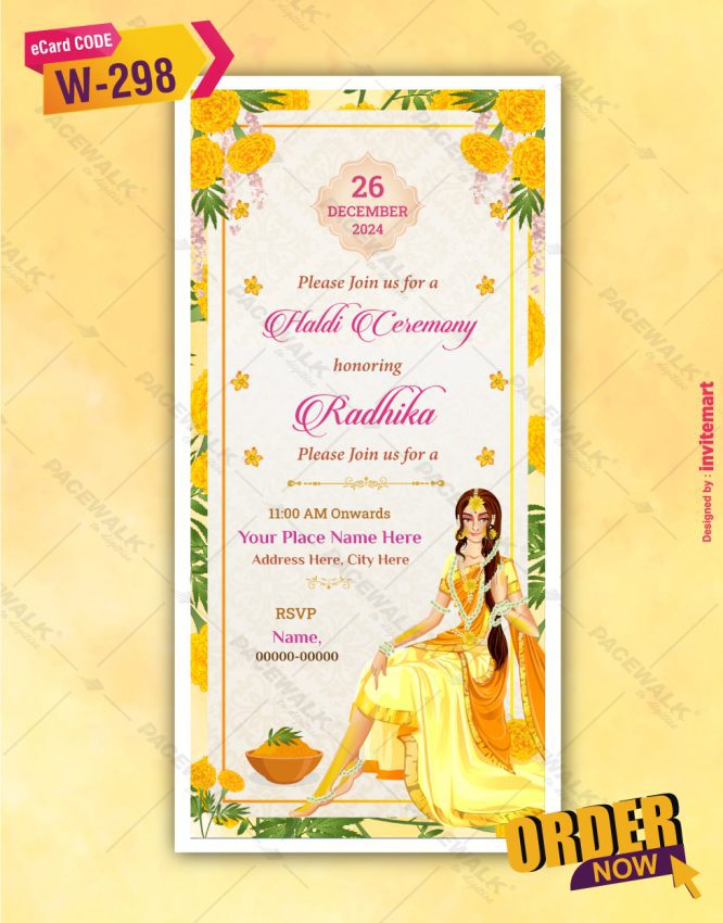 Floral Haldi Ceremony Invite