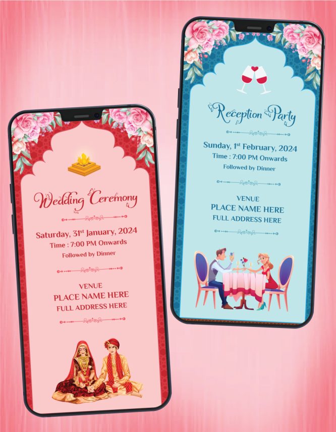 Hindu Wedding Multiple Events Invite PDF Cards