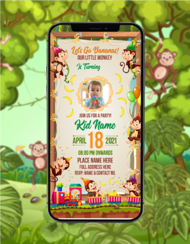 Little Monkey Birthday Invitation Template