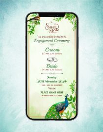 Peacock Theme Engagement Invitation