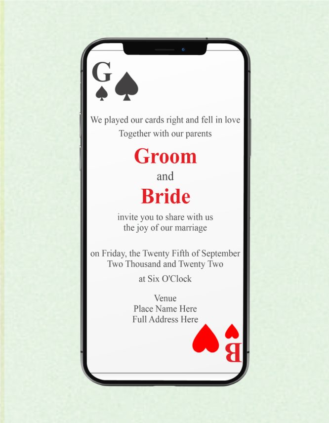 Playing Card Wedding Invite