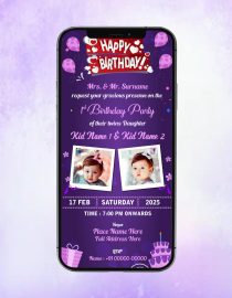 Twins Baby Girl Birthday Invitation