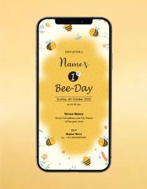 Bee Theme First Birthday Invitation