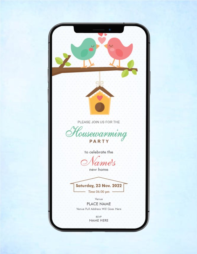 Birds Nest Housewarming Invitation Template