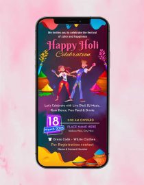 Happy Holi Celebration Invitation Card