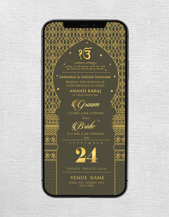 Modern Sikh Wedding Invitation