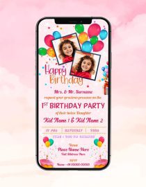 Twins Girl 1st Birthday Invitation Card Online