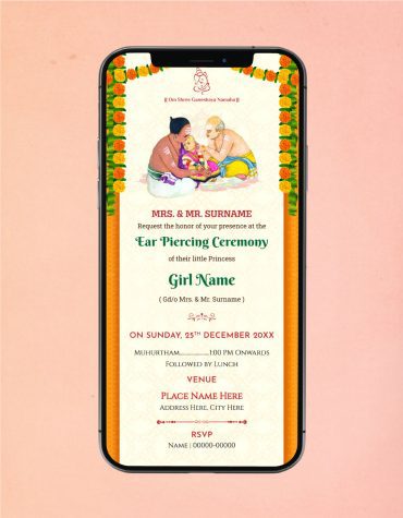 Ear Piercing Ceremony Invitation