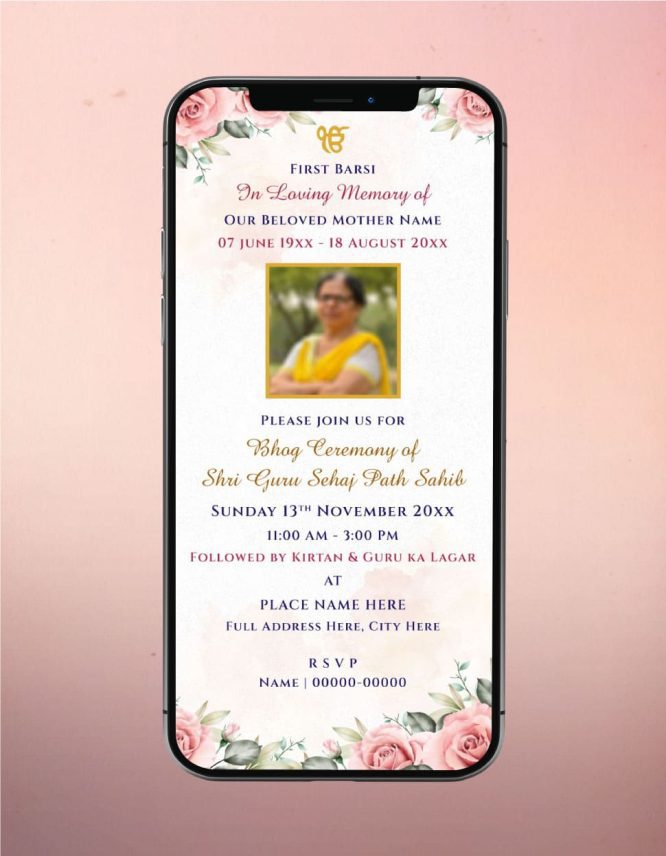 First Barsi Invitation Card