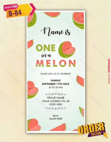 One in A Melon Birthday Party Invitation