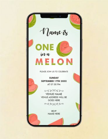 One in A Melon Birthday Party Invitation