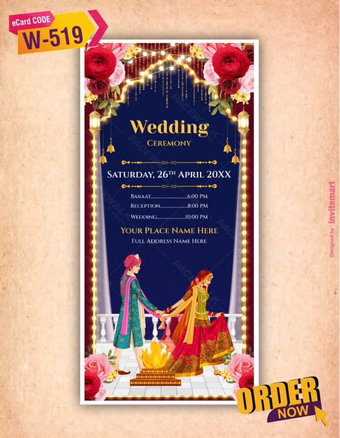 Indian Illustration Wedding Invitation Card