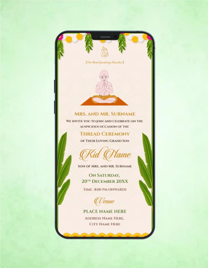 Traditional Thread Ceremony Invitation Card