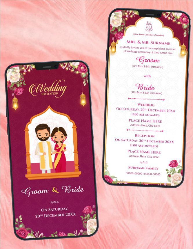 Wedding Invitation Cartoon Indian