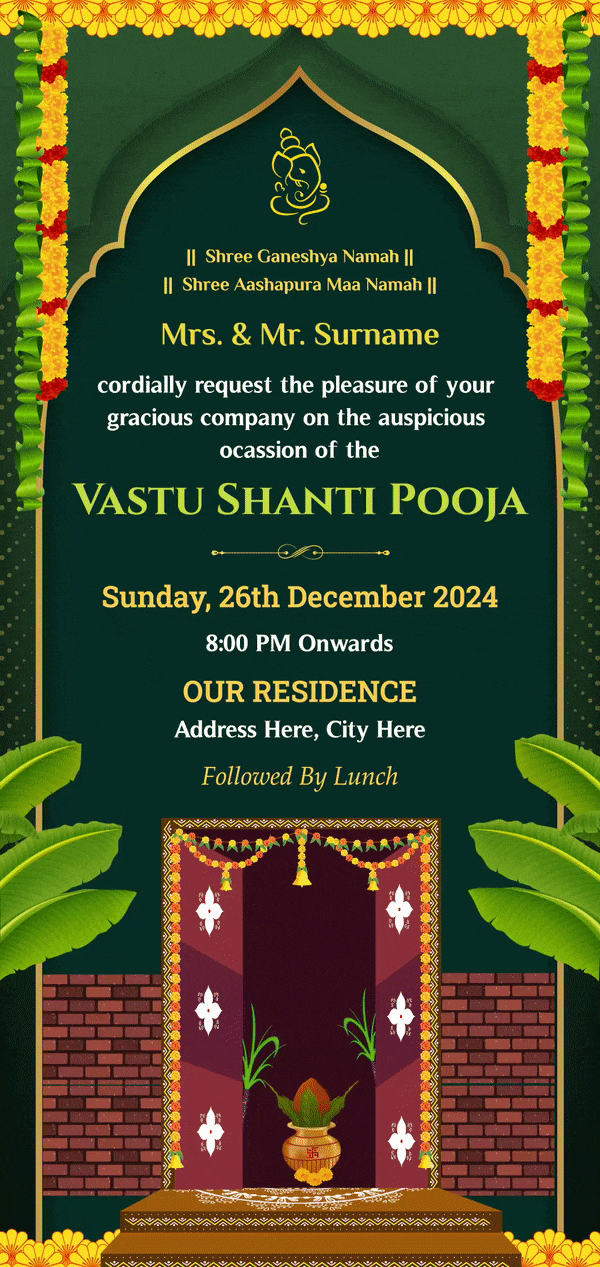 Vastu Shanti Pooja Invitation Card