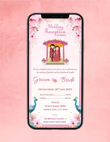 Cartoon Wedding Reception Invitation Card
