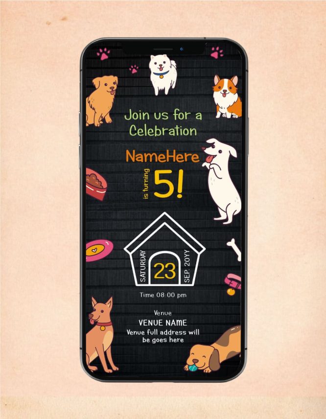 Dog Puppy Birthday Party Invitation Card